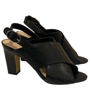 Kelly & Katie Astalia Crisscross Black Peep Toe Heels Women’s 9.5 NEW